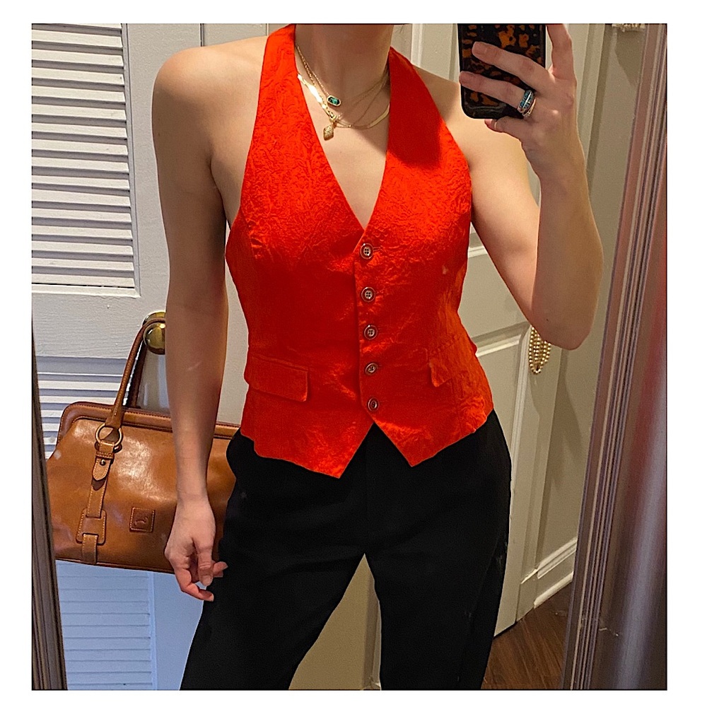 Red halter vest